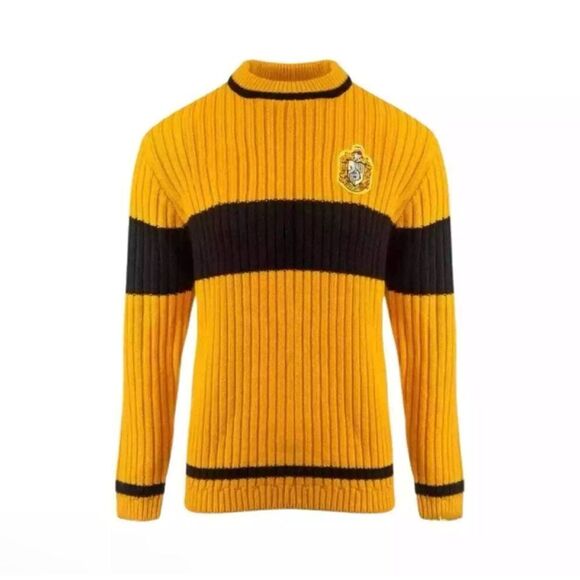 Harry Potter Hogwarts Hufflepuff Quidditch Lambwool Crew Neck Sweater XL - Picture 1 of 14